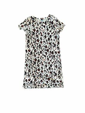 Old Navy Girls Floral Ribbed Top Size L (10-12) White With Black & Red Accents R